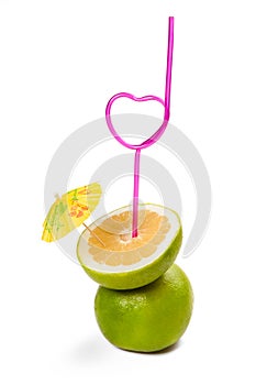 Healthy cocktail consist of green grapefruits