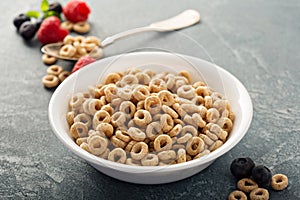 Healthy cold cereal in a white bowl