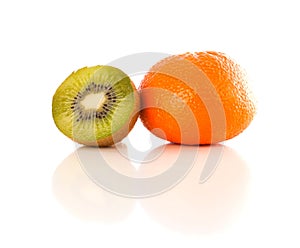 Healthy tropical fresh fruits on white background