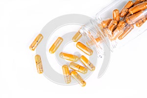 Healthy concept herbal Turmeric capsules alternative treatment