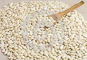 Healthy Cooking: White Beans with Wooden Spoon