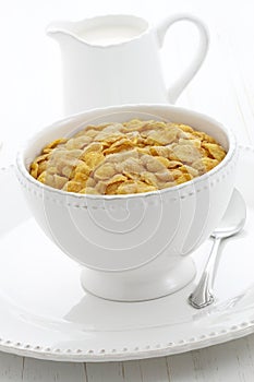 Healthy corn flakes breakfast