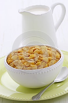 Healthy corn flakes breakfast