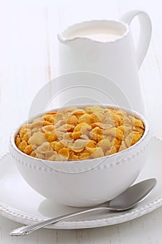 Healthy corn flakes breakfast