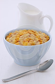 Healthy corn flakes breakfast