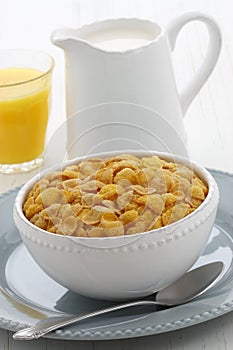 Healthy corn flakes breakfast