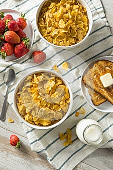 Healthy Corn Flakes with Milk for Breakfast