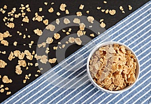 Healthy Corn Flakes with milk for Breakfast on table