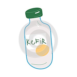 Healthy dairy kefir in bottle containing probiotics for good microflora in stomach