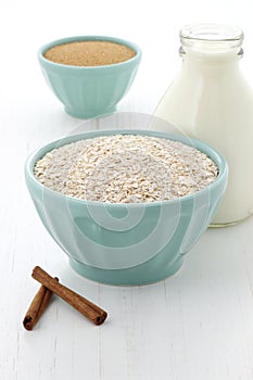 Healthy and delicious oatmeal ingredients photo