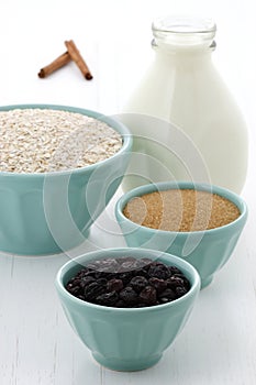 Healthy and delicious oatmeal ingredients photo