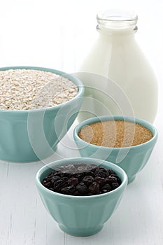 Healthy and delicious oatmeal ingredients photo