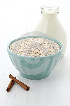 Healthy and delicious oatmeal ingredients photo