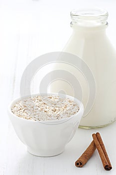 Healthy and delicious oatmeal ingredients photo