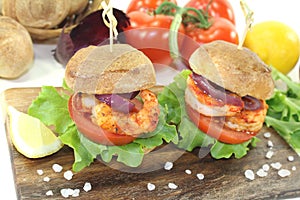 Healthy delicious prawn burgers