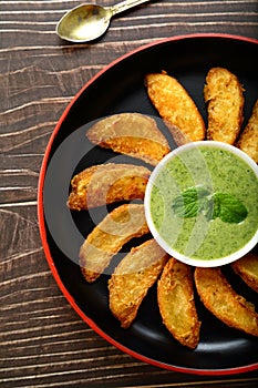 Healthy delicious spicy  potato wedges- vegan diet.