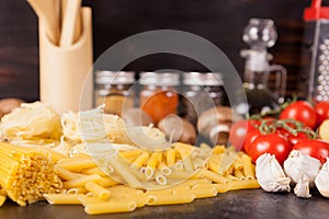 Healthy and delicous meal - raw uncooked pasta