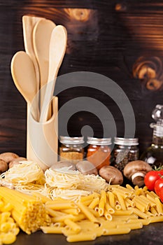 Healthy and delicous meal - raw uncooked pasta