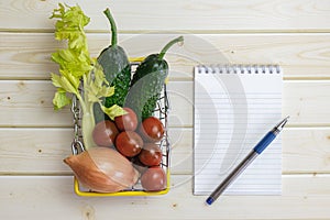 Healthy diet. Budget planning, making a shopping list before going to the store