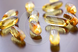 Healthy Diet Nutrition. Fish Oil Pill. Omega-3