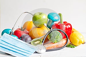 Healthy diet and sport immunity concept with fresh food photo