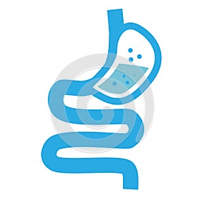 Healthy digestion logo. stomach icon on white background. human stomach and gastrointestinal system. flat style