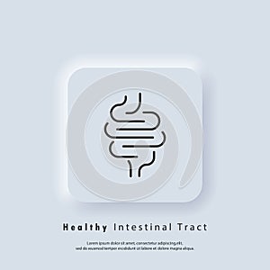 Healthy digestive tract icon. Intestinal inflammation icon, abdominal pain, constipation, gut appendicitis. Vector. UI icon.