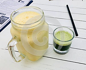 Healthy drink smoothie. Green smothie