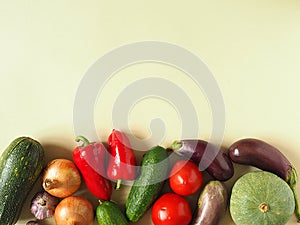 Healthy eating background. Food photography different fruits and vegetables isolated white background