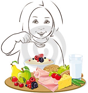 Healthy eating child - illustration