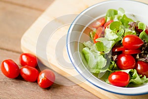 Healthy eating with delicious vegetable salad bowl at home