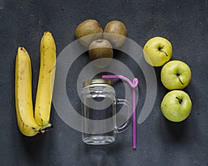 Healthy eating, fresh fruits and vegetables sitting at table