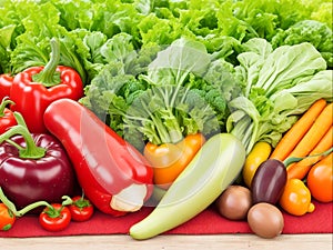 Healthy Eating Fresh Organic Vegetables in a Rustic Farm Basket, Generative Ai