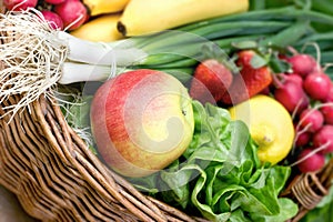 Healthy eating, fresh organic vegetarian food - fruit and vegetable
