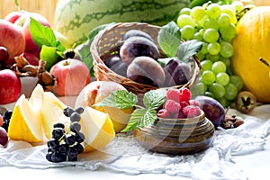 Healthy eating, healty food, vegetarian food - fresh delicious and juicy organic fruit