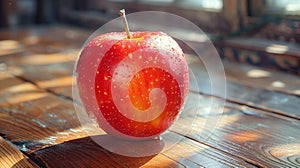 healthy eating inspiration, a glossy red apple on your desk is a nutritious snack for work or study, providing a healthy