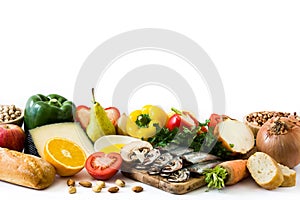 Healthy eating. Mediterranean diet. Fruit and vegetables isolated