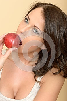 Healthy Eating A Red Fresh Ripe Juicy Apple