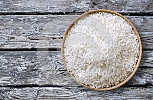 Healthy eating scene with raw parboiled rice