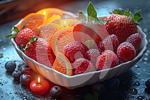 Healthy eating symbol in heart-shaped dish