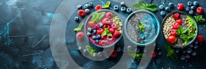 healthy eating, vibrant smoothie bowls topped with seeds and berries makes detox dieting delicious, leaving room for
