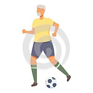 Healthy elderly person icon cartoon vector. Play soccer outdoor