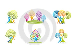 Healthy family logo, natural parenting care concept vector design