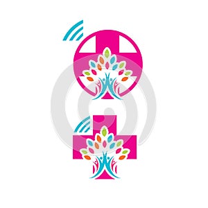healthy family symbol online medical healthcare logo vector graphic design