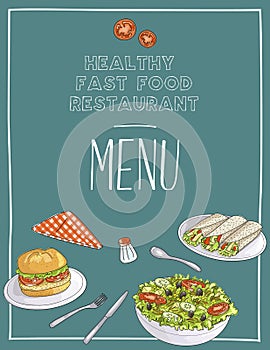 Healthy fast food restaurant menu template