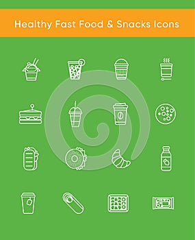 Healthy fast food white icons