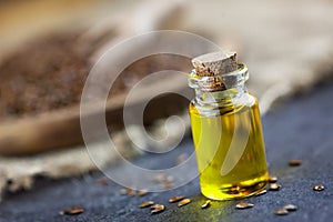 Healthy fat -linseed oil in bootle