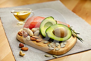Healthy Fats. Fresh Organic Food On Table photo