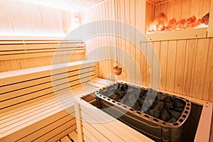 Healthy finnish sauna interior