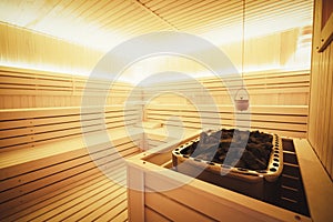 Healthy finnish sauna interior